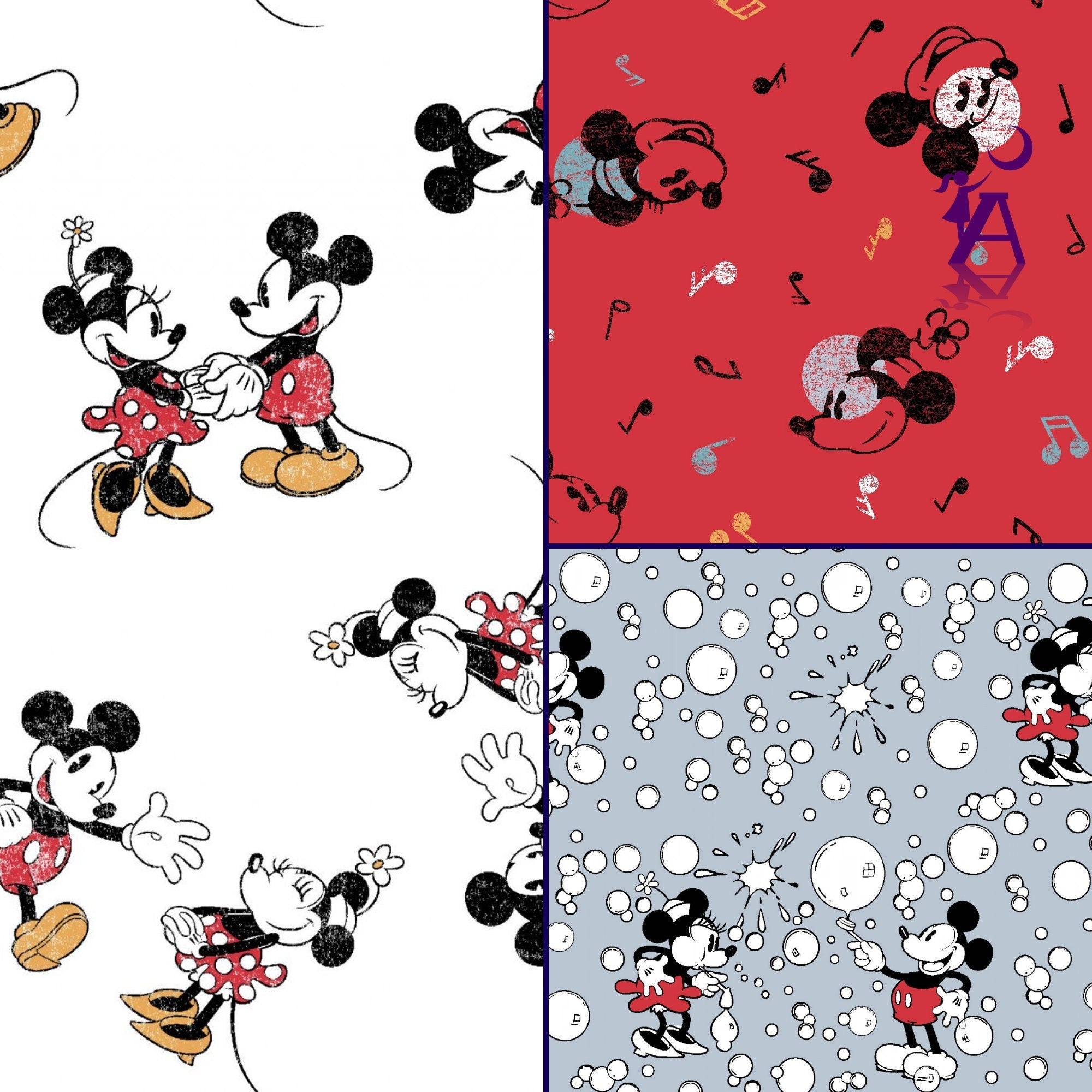 Camelot Fabric Mickey and Minnie Mouse Cotton Quilt Fabric, Disney Friends FQ Bundle, Disney Cartoon Fabric, Camelot Fabrics, Disney Fabric, Donald & daisy
