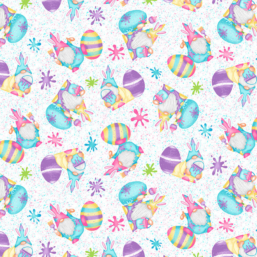 Henry Glass Fabric Fat Quarter Bundle 15 prints & 1 panel Hoppy Easter Gnomies by Henry Glass