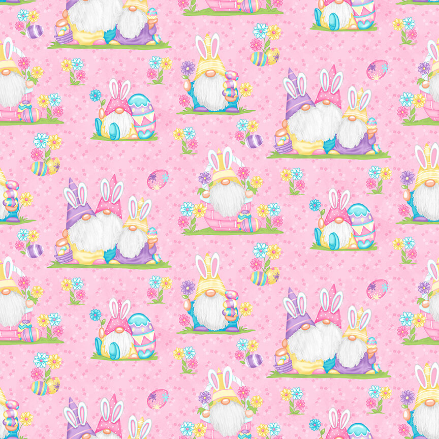 Henry Glass Fabric Half Yard Bundle 15 prints & 1 panel Hoppy Easter Gnomies, Easter Gnome Fabric