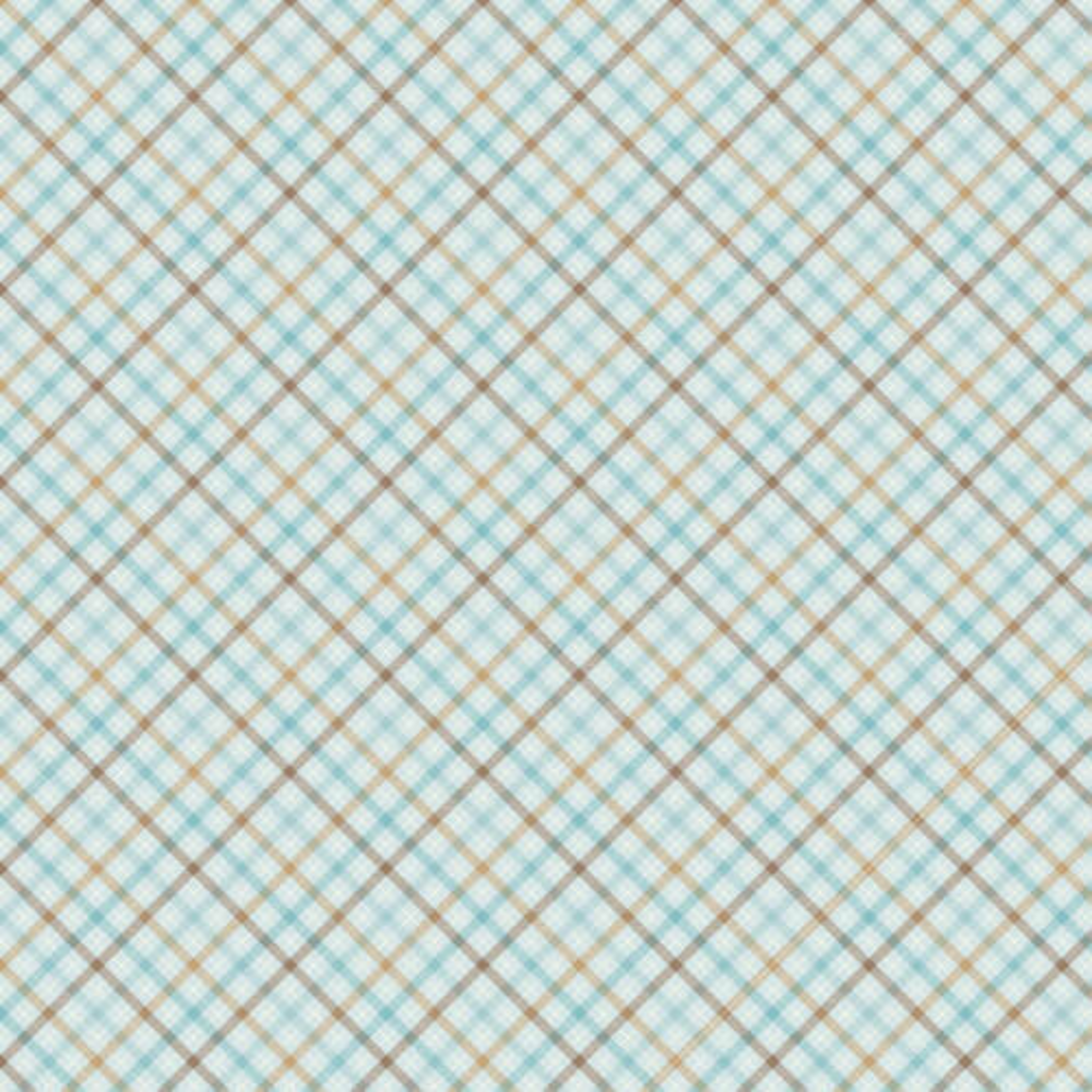 Henry Glass Fabric I Love Sn'Gnomies Flannel Aqua & Beige Gnome Patchwork Cheater Quilt Fabric by Henry Glass