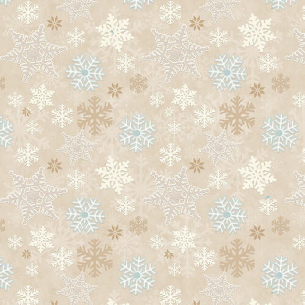 Henry Glass Fabric I Love Sn'Gnomies Flannel Aqua & Beige Gnome Patchwork Cheater Quilt Fabric by Henry Glass