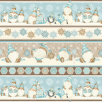 Henry Glass Fabric I Love Sn'Gnomies Flannel Aqua & Beige Gnome Patchwork Cheater Quilt Fabric by Henry Glass