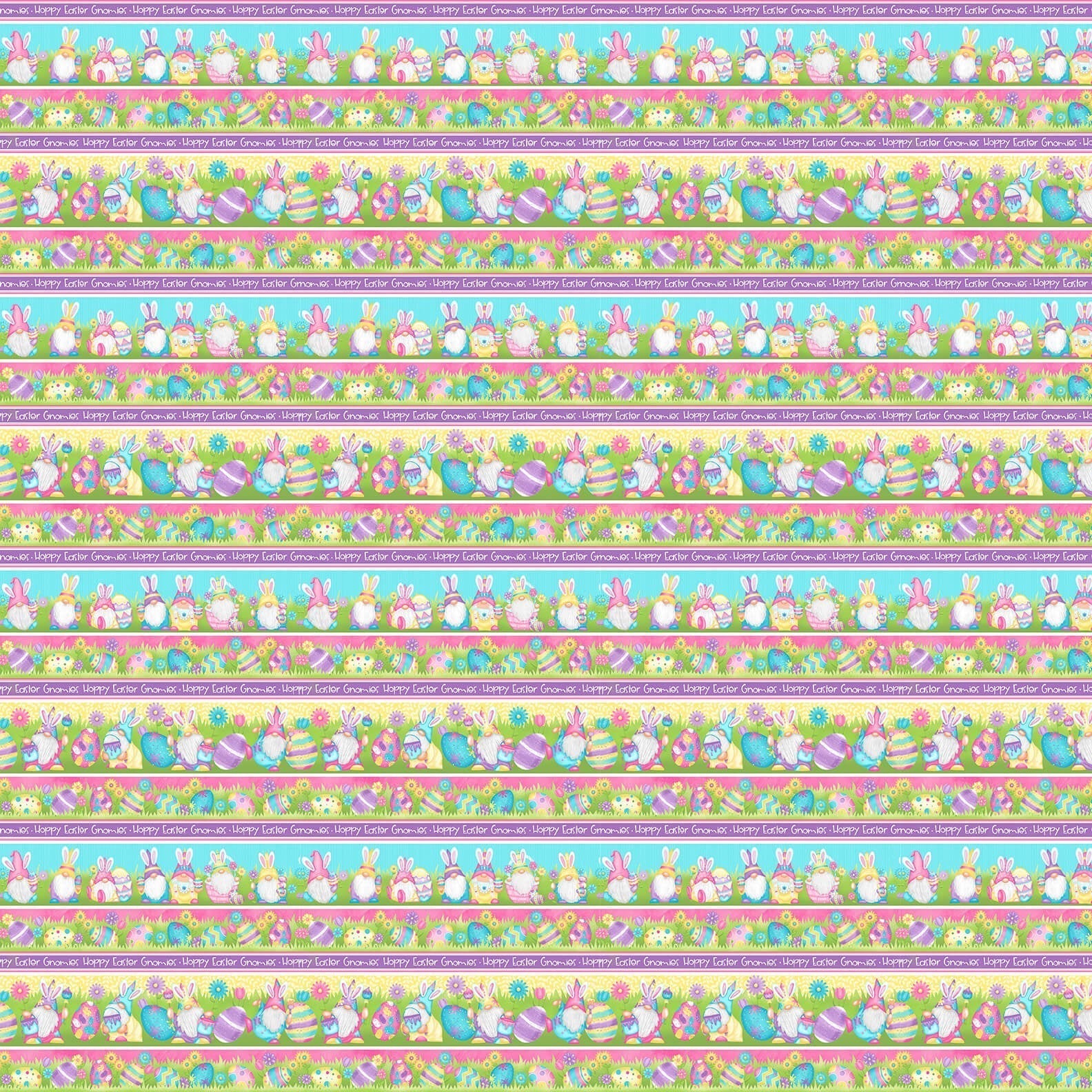 Henry Glass Fabric One Yard Bundle 15 prints & 1 panel Hoppy Easter Gnomies by Henry Glass