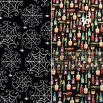 Henry Glass Fabric Riley Blake Haunted House C7134 Apothecary Bottle Fabric, OR Henry Glass Spooky Town Webs Spiderwebs - Black 9115M-99