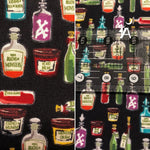 Henry Glass Fabric Riley Blake Haunted House C7134 Apothecary Bottle Fabric, OR Henry Glass Spooky Town Webs Spiderwebs - Black 9115M-99