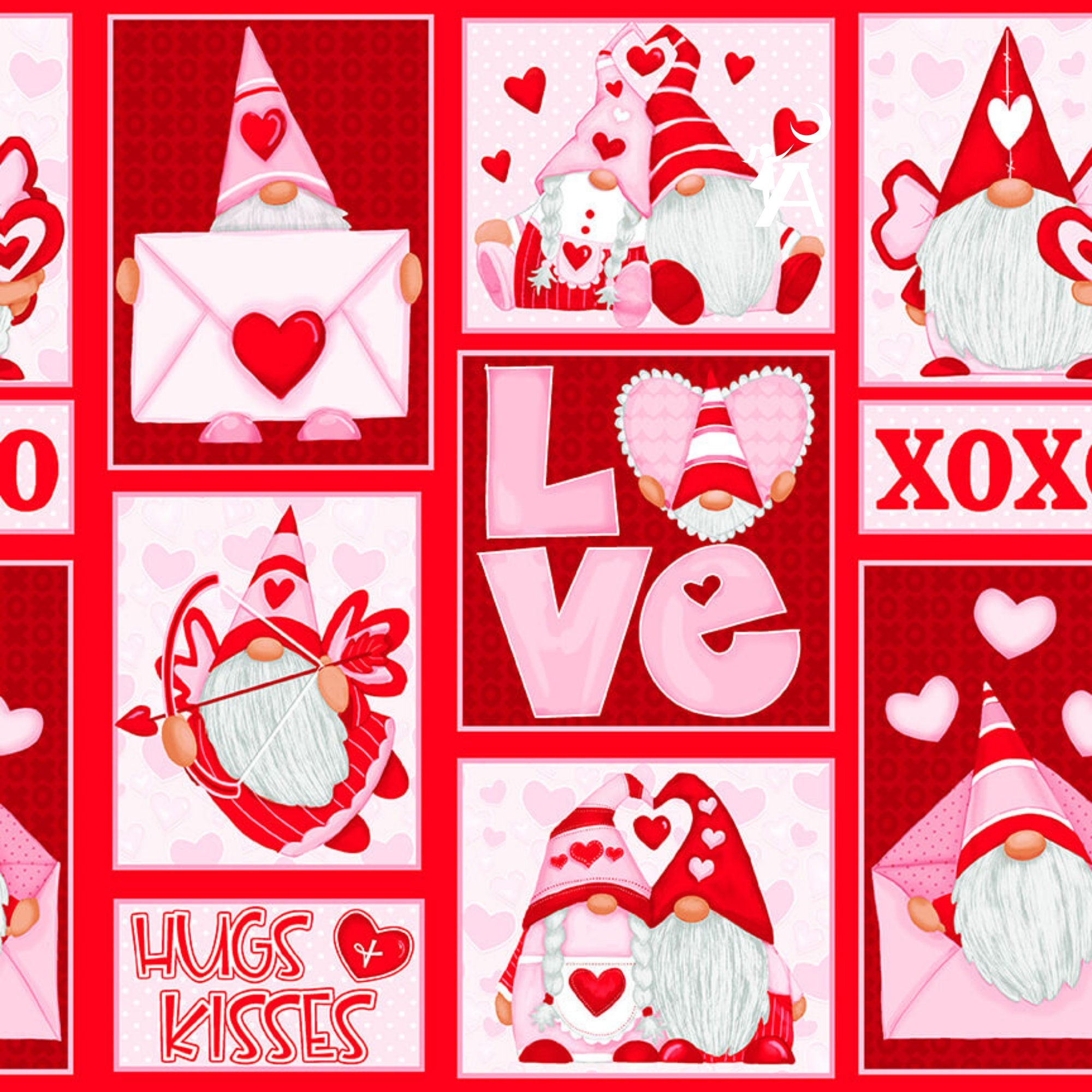 Henry Glass Quilt Kit Gnomie Love Advanced Beginner Valentine Fabric QUILT KIT with Henry Glass Cotton Gnome Fabric