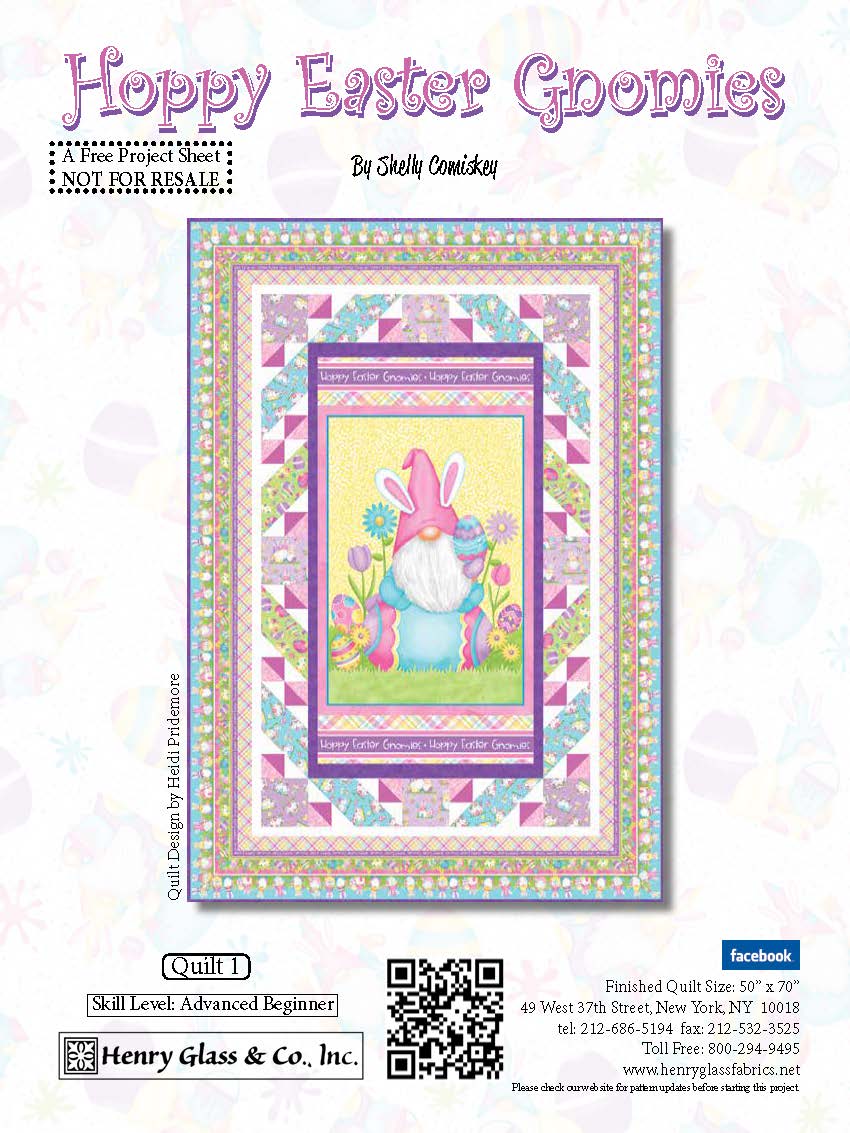 Henry Glass Quilt Kit Hoppy Easter Gnomies Advanced Beginner QUILT KIT 1 with Henry Glass Easter Gnome Fabric 50"x70"