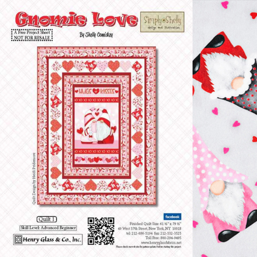 Gnomie Love Advanced Beginner Valentine Fabric QUILT KIT with Henry Gl –  Angels Neverland