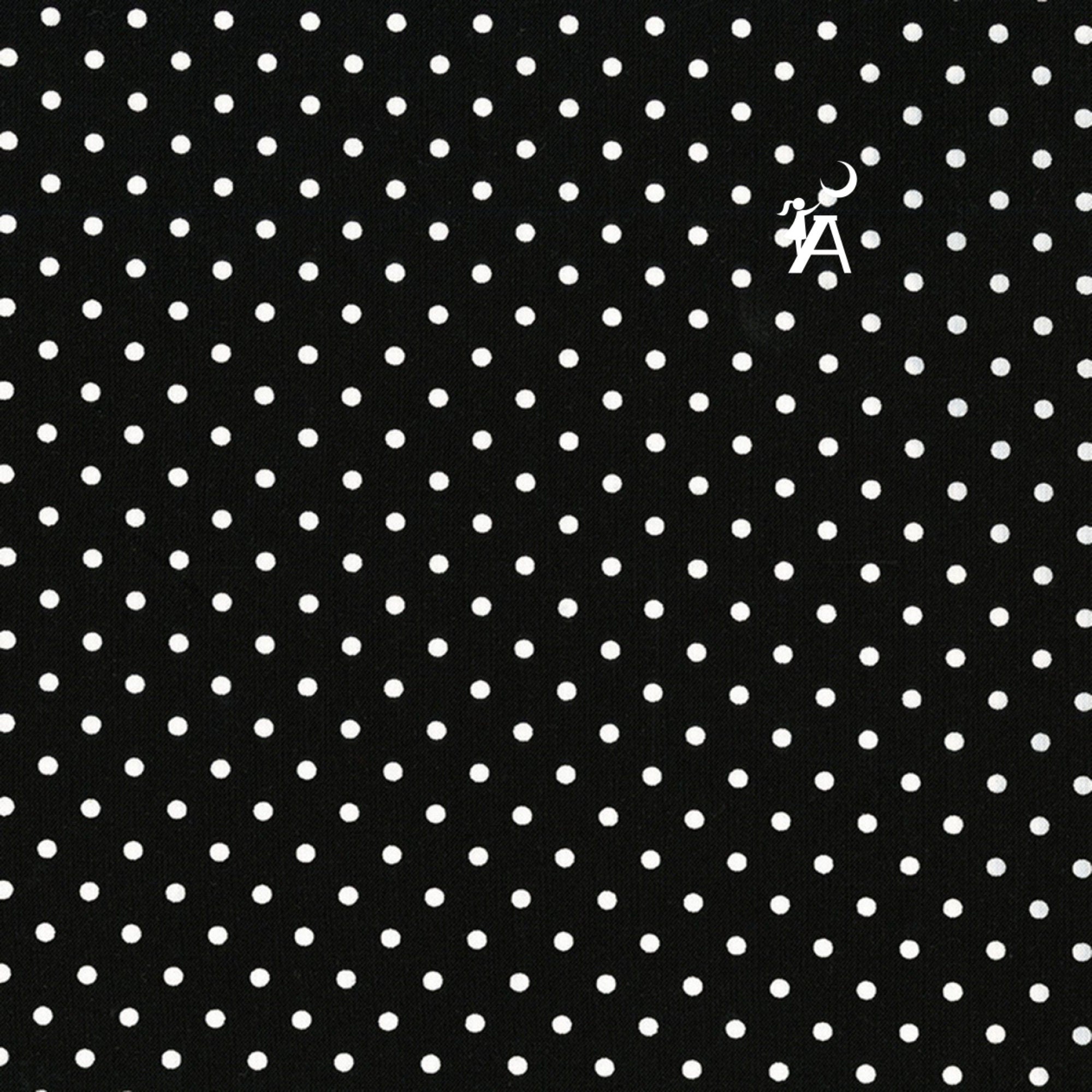 Maywood Studio Fabric 1 yard (36"x44") / Black w/ white dots Geometric Cotton Fabric, Polka Dot or striped fabric, Lady bug spot fabric, Lady bug dots, , Cotton fabric by the yard