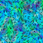 QT Fabrics Fabric 1/2 yard / Tie Die Blue Green Doggie Daze Quilting Cotton by QT Fabrics