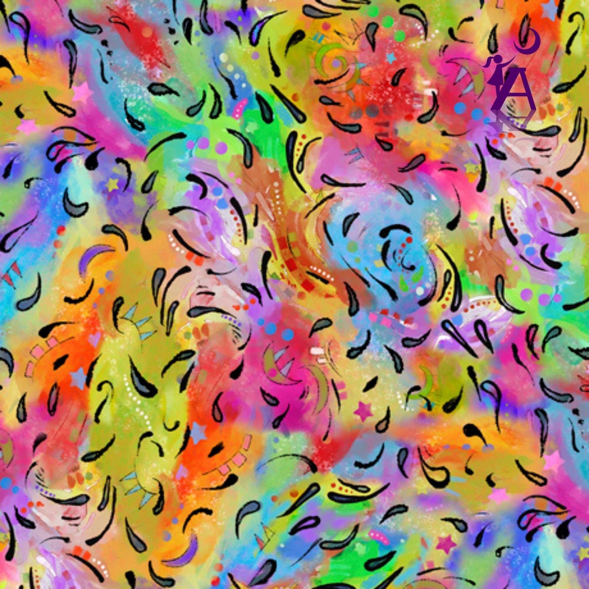 QT Fabrics Fabric 1/2 yard / Tie Die Multi Doggie Daze Quilting Cotton by QT Fabrics