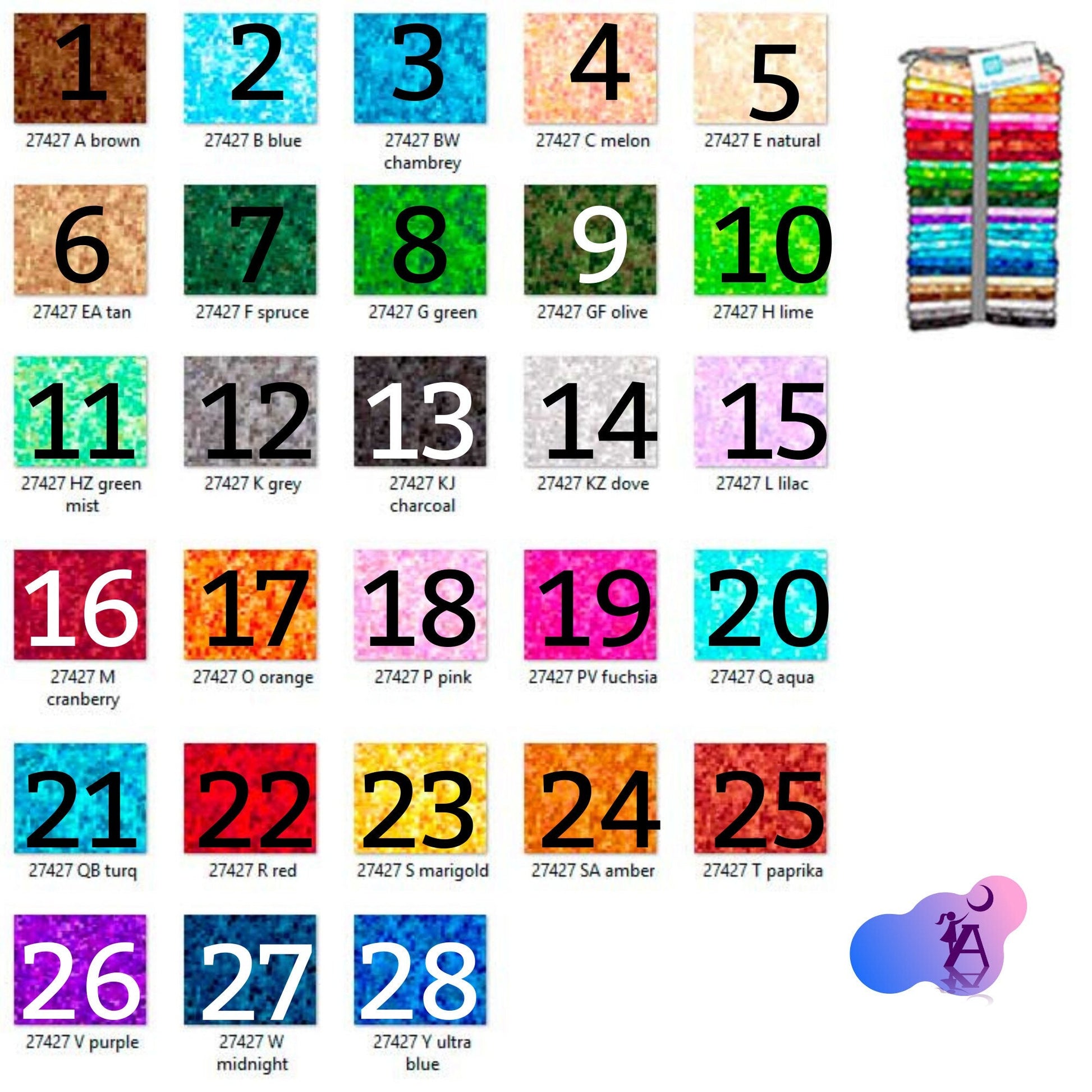 QT Fabrics Fabric Single Fat Quarter Precuts, 28 colors to choose, Ombre Squares, Blender fabric, Tonal Squares by QT Fabric
