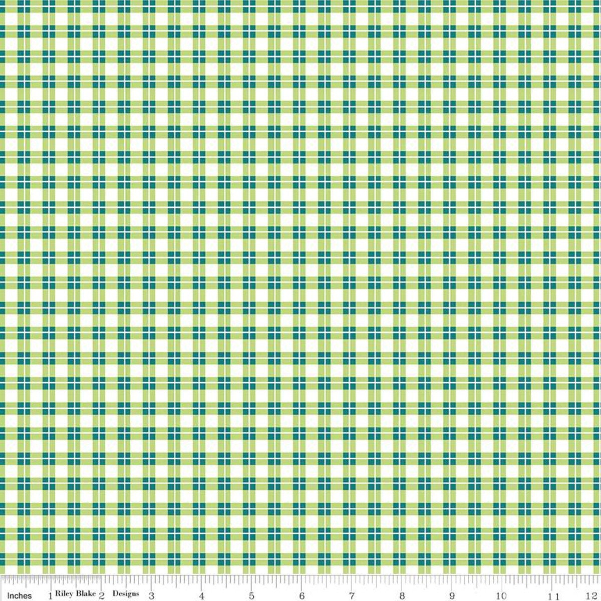 Riley Blake Fabric 2 yards (72"x44") / Green Riley Blake Cotton, gingham fabric, plaid fabric, Harmony Farm pink Gingham, Harmony Farm green Gingham, Shabby Chic Fabric, Nature fabric