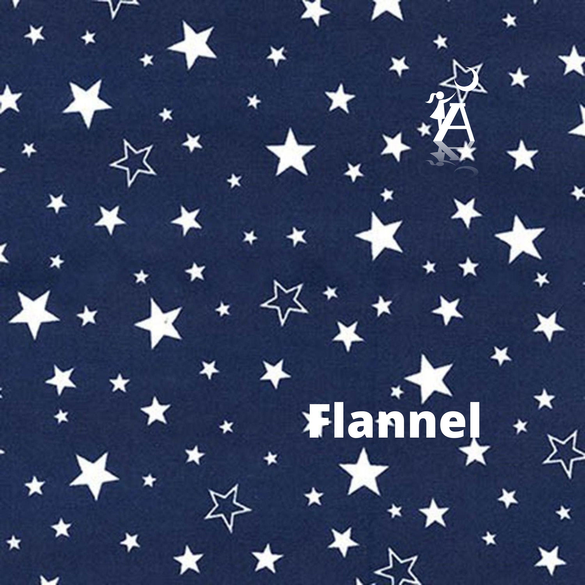 Robert Kaufman Fabric 2 yards (72"x44") / Navy Stars Cozy Cotton FLANNEL by Robert Kaufman Pink Stars or Navy Stars, Celestial Flannel