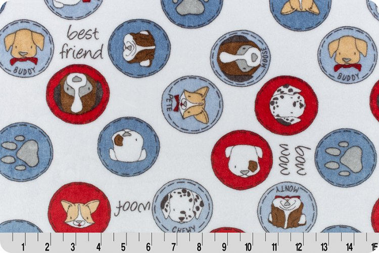 Shannon Fabrics Fabric 2 yards (72"x58"/60") SMD Must Love Dogs Bluebell Cuddle® Minky by Shannon Fabrics