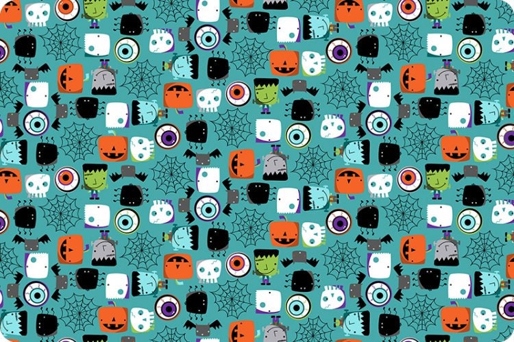 Shannon Fabrics Fabric Designer MINKY fabric- Monster Mash Digital Cuddle® Teal