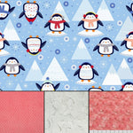 Shannon Fabrics Fabric Just Chillin Penguins Digital Cuddle® Navy Digital Cuddle® Snow Fabric Minky while supplies last