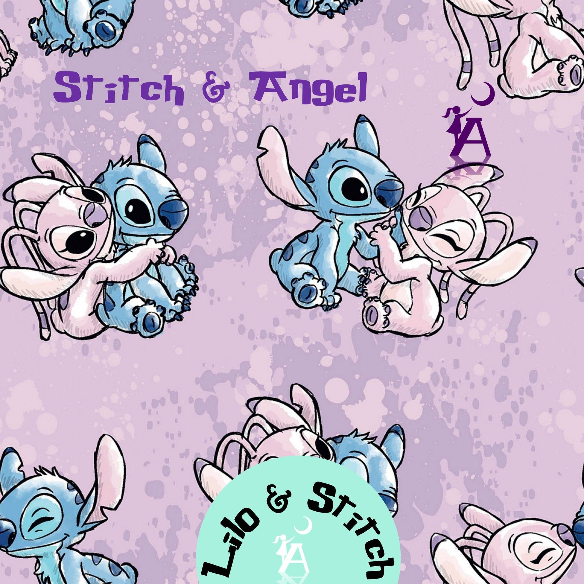 Springs Creative Fabric Springs Creative Lilo and Stitch Bundle with Lilo and Stitch Panel, Lilo & Angel fabric, Disney Licensed Fabric