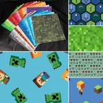 Springs Creative Fabric Ultimate Minecraft Fabric Bundle 5 yards of licensed fabric and pack of 10 x 10 pre-cut fabrics (Ombre Squares)