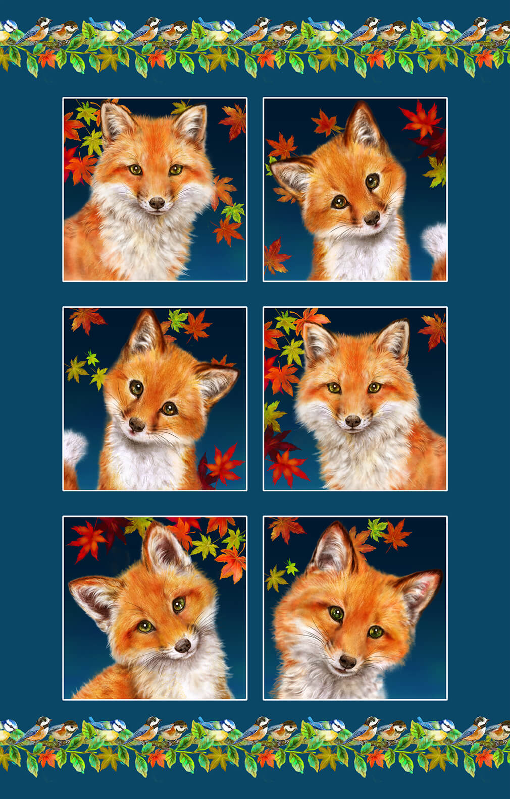 Studio E Auburn Fox Fabric bundle available as FQ, 1/2 yard or 1 yard with 2 panels (8 fabric pieces & 2 panels)