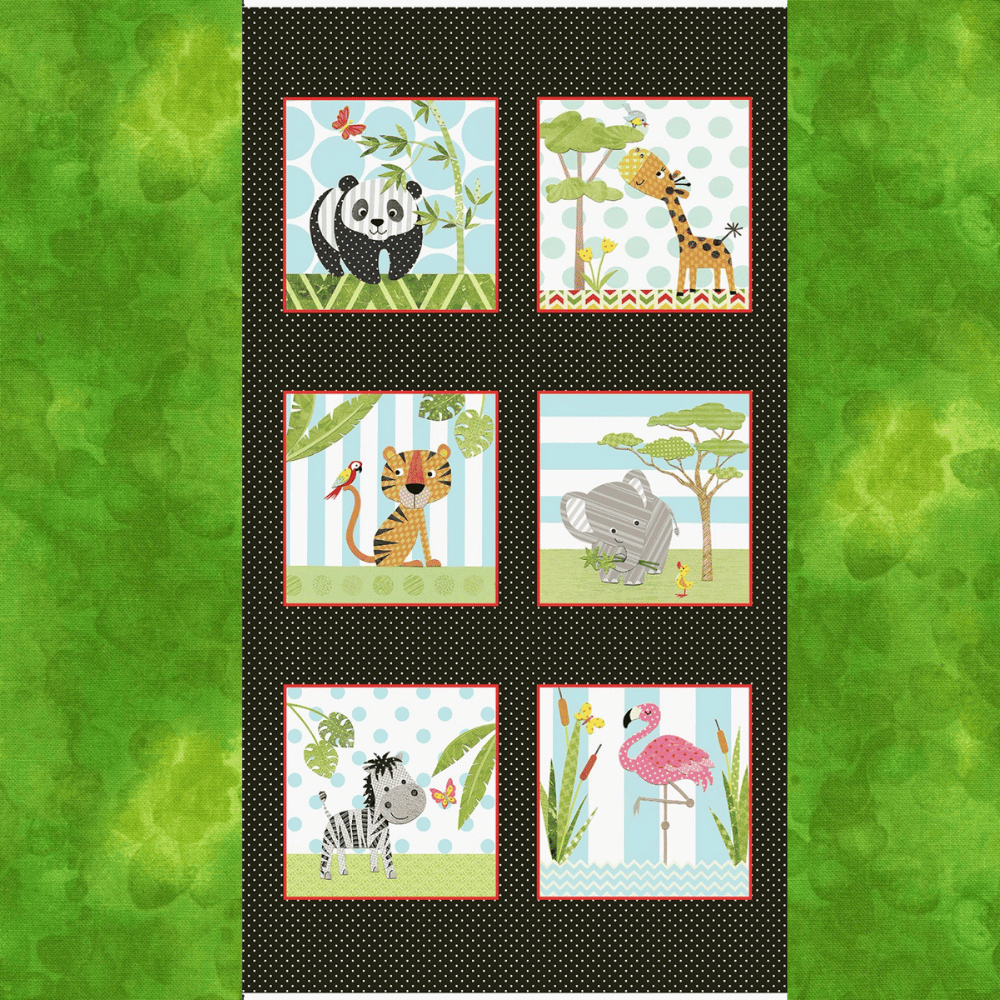 Studio E Fabric Bundle At The Zoo 1/2 yard Fabric Bundle, 9 cotton quilting fabrics & 1 panel