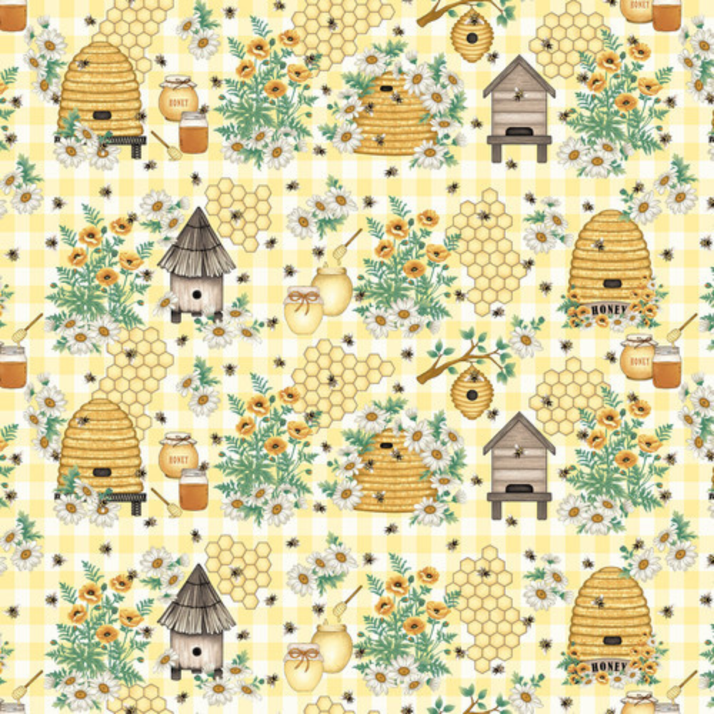 Studio E Fabric Bundle Bee All You Can Be 1 yard Bundled Fabric Collection Panel plus 8 coordinating 1 yard prints