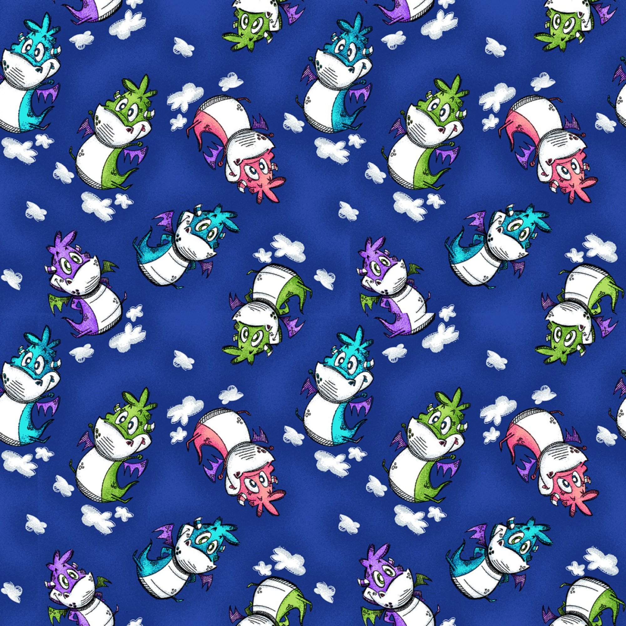 Studio E Fabric FQ (18"x21") Royal Dragons Believe in Magic Fabric from Studio E