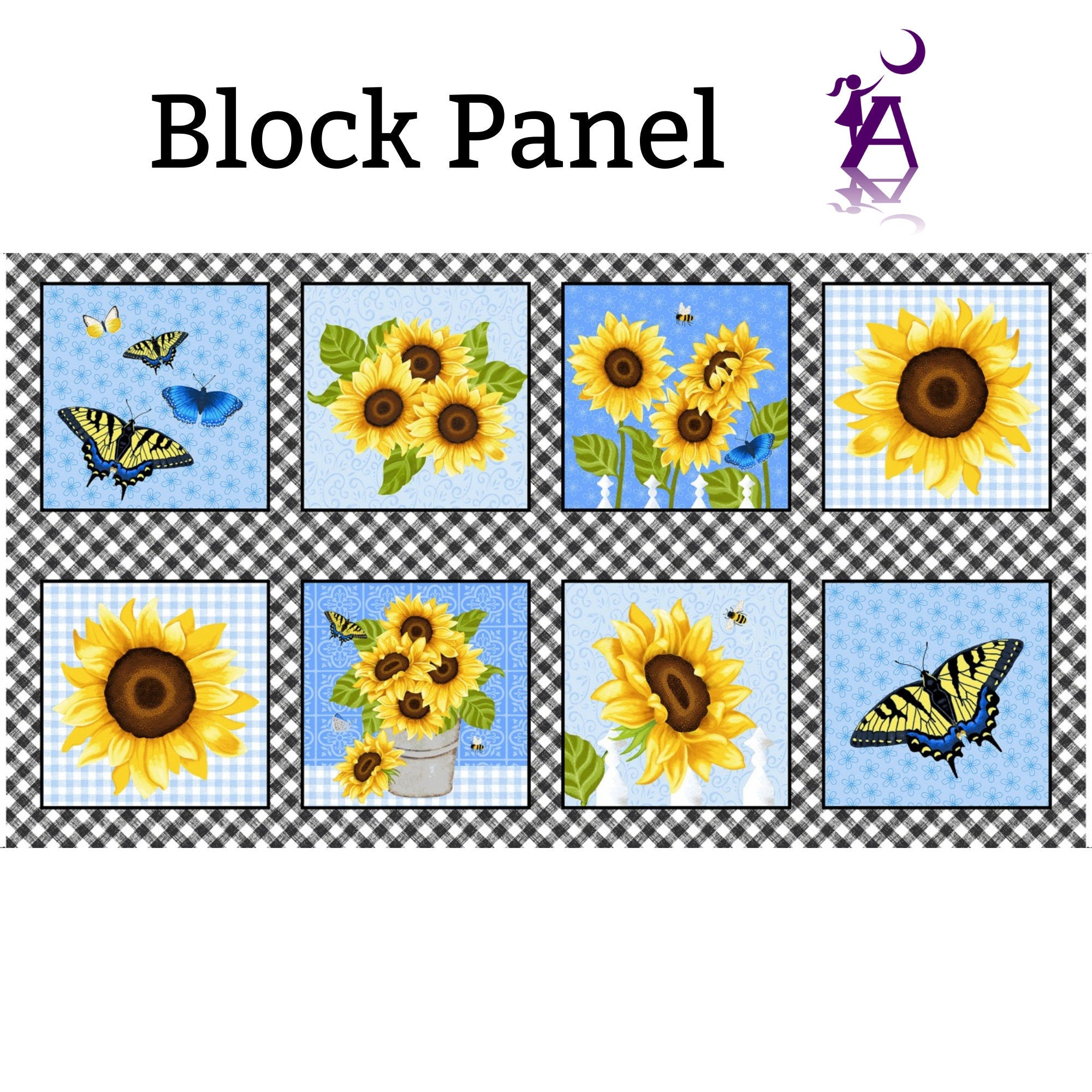 Studio E Fabric Sunny Sunflowers by Studio E Fabric Bundle, FQ Bundle Fabric, Honey Bee Cotton Fabric, Sunflower Panel, Sunflower Blocks, Bee Fabric