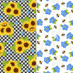 Studio E Fabric Sunny Sunflowers by Studio E Fabric Bundle, FQ Bundle Fabric, Honey Bee Cotton Fabric, Sunflower Panel, Sunflower Blocks, Bee Fabric
