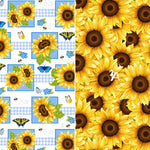 Studio E Fabric Sunny Sunflowers by Studio E Fabric Bundle, FQ Bundle Fabric, Honey Bee Cotton Fabric, Sunflower Panel, Sunflower Blocks, Bee Fabric