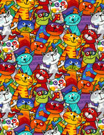 Timeless Treasures Fabric 1 yard (36"x44") Timeless Treasures Crayola Party Stacked Cats