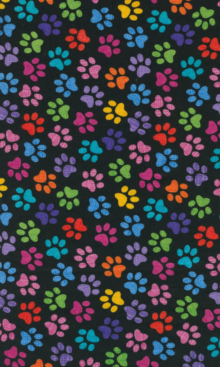 Timeless Treasures Fabric 2 yards (72"x44") Timeless Treasures Paws by Gail Cadden Paw Prints Fabric