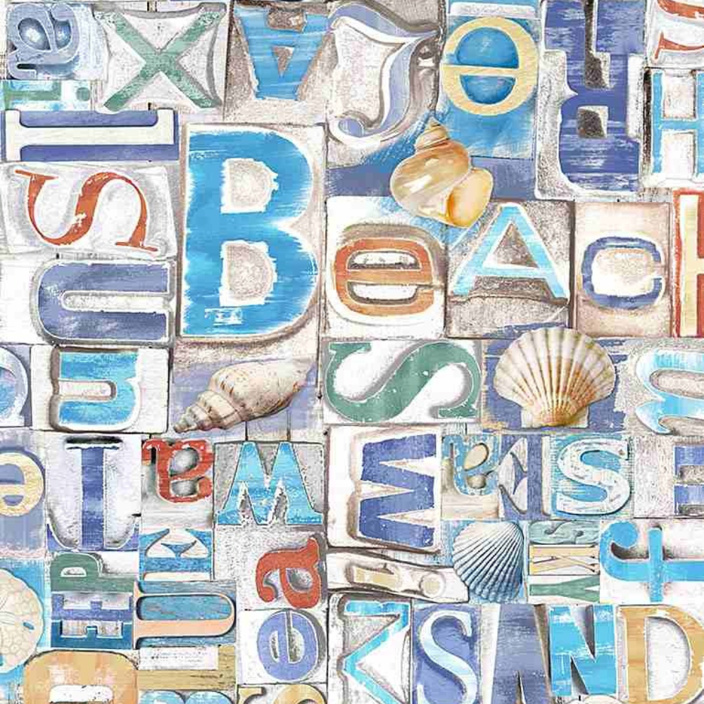 Timeless Treasures Fabric Beach and Nautical FQ Fabric Bundle with Beach Dreams PANEL 9 FQ prints and 1 Panel