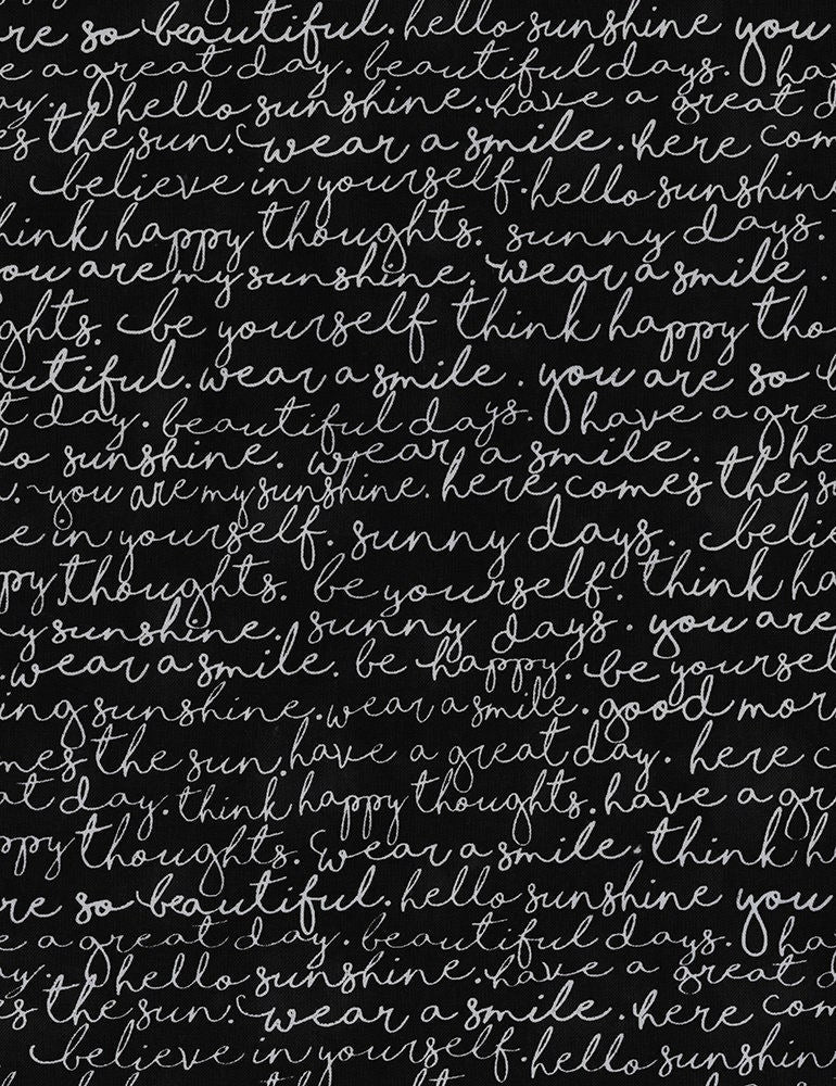 Timeless Treasures Fabric FQ (18 x 22) Timeless Treasures You Are My Sunshine, BLACK Chalkboard Script Fabric, Home is Where Your Honey Is, Gail Cadden, bee fabric, Nature fabric