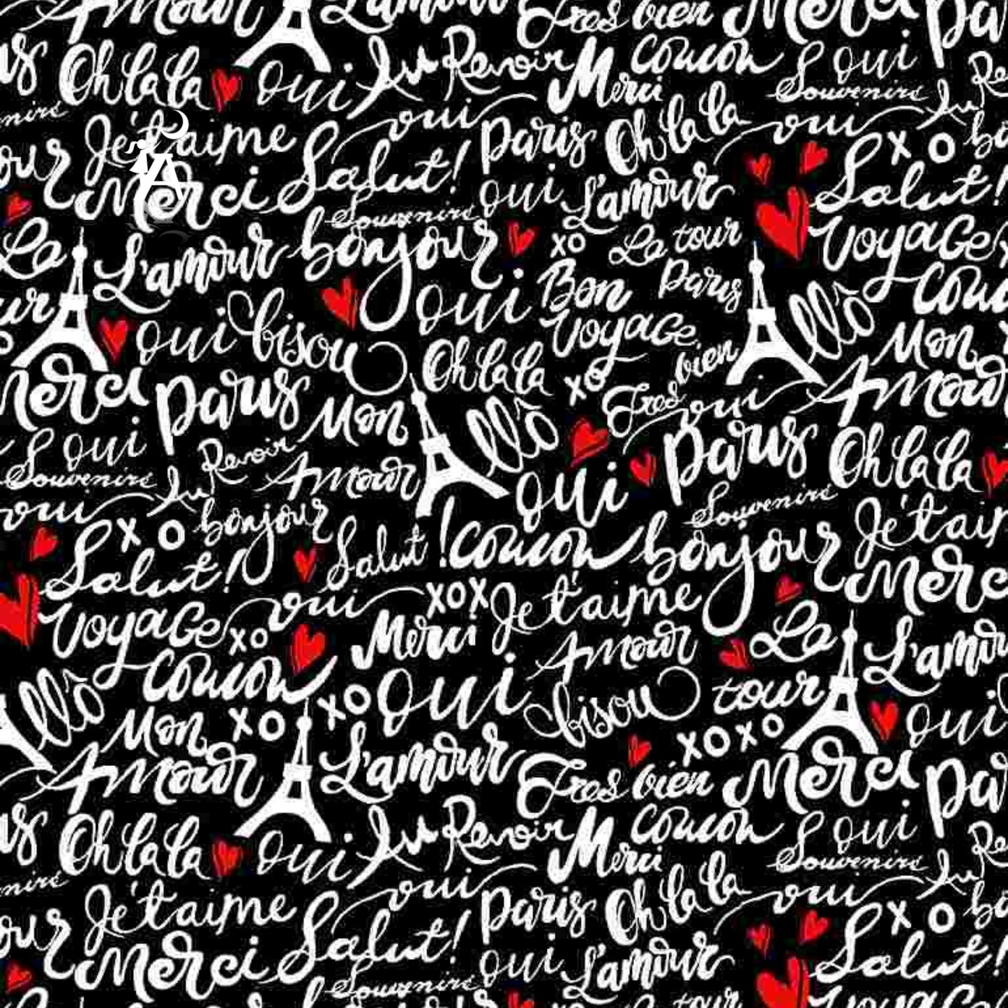 Timeless Treasures Fabric FQ (18"x21") Parisian Words Bonjour Parisian Paris Fabric Yardage by Timeless Treasures