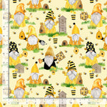 Timeless Treasures Fabric Home Is Where My Honey Is Beekeeper Gnomes GAIL-CD1849  YELLOW