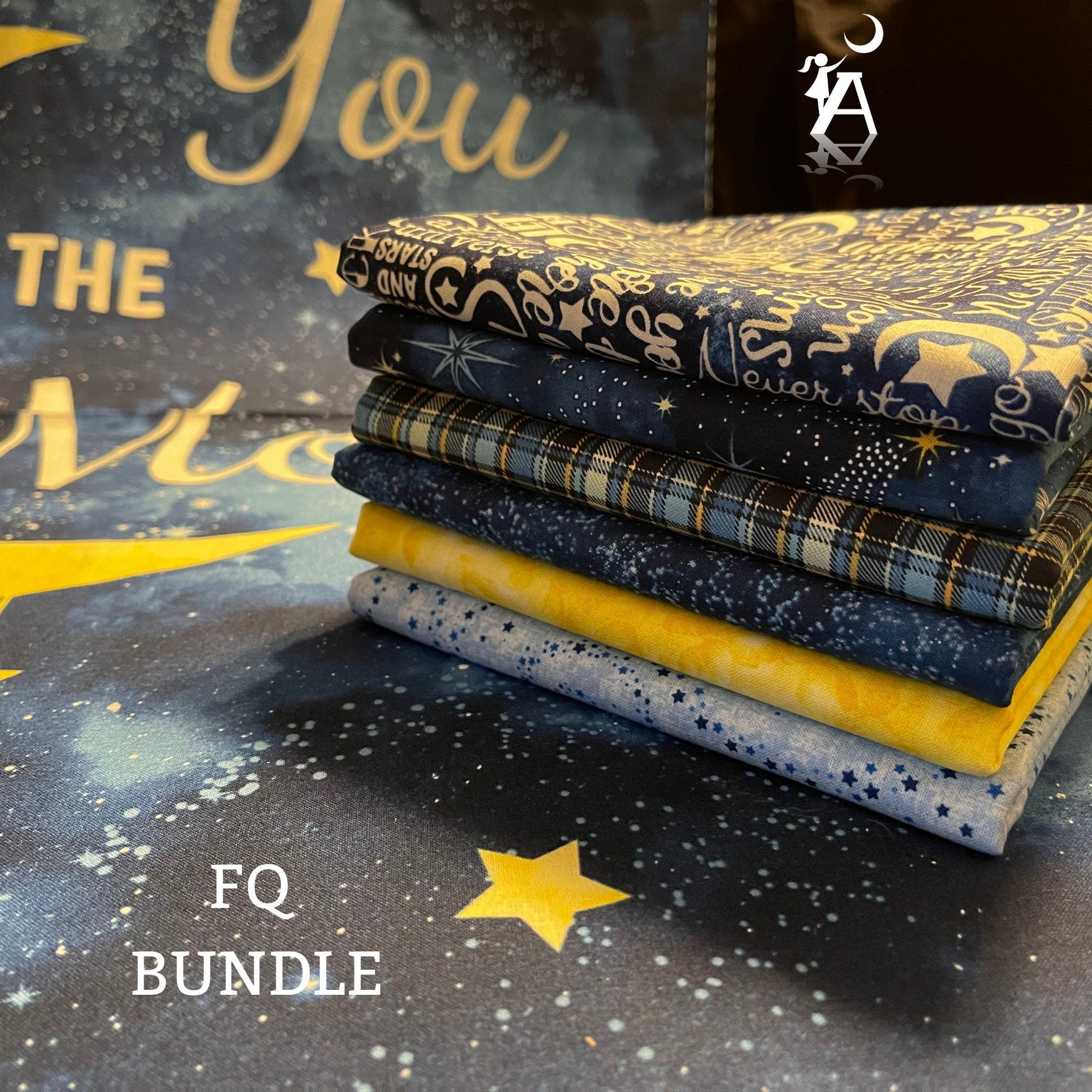 Timeless Treasures Fabric Love you to The Moon and Back 6pc FQ + panel Bundled fabric by Timeless Treasures