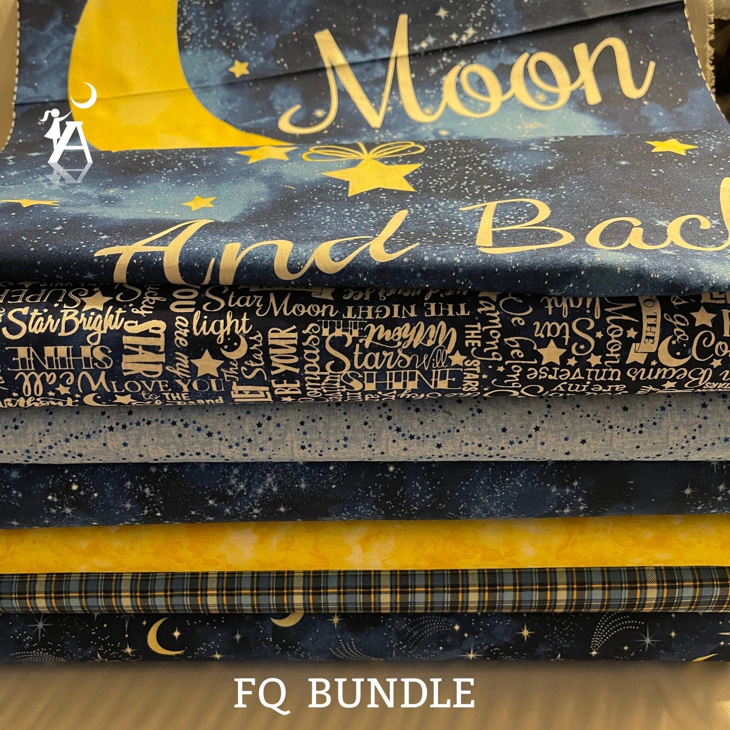 Timeless Treasures Fabric Love you to The Moon and Back 6pc FQ + panel Bundled fabric by Timeless Treasures