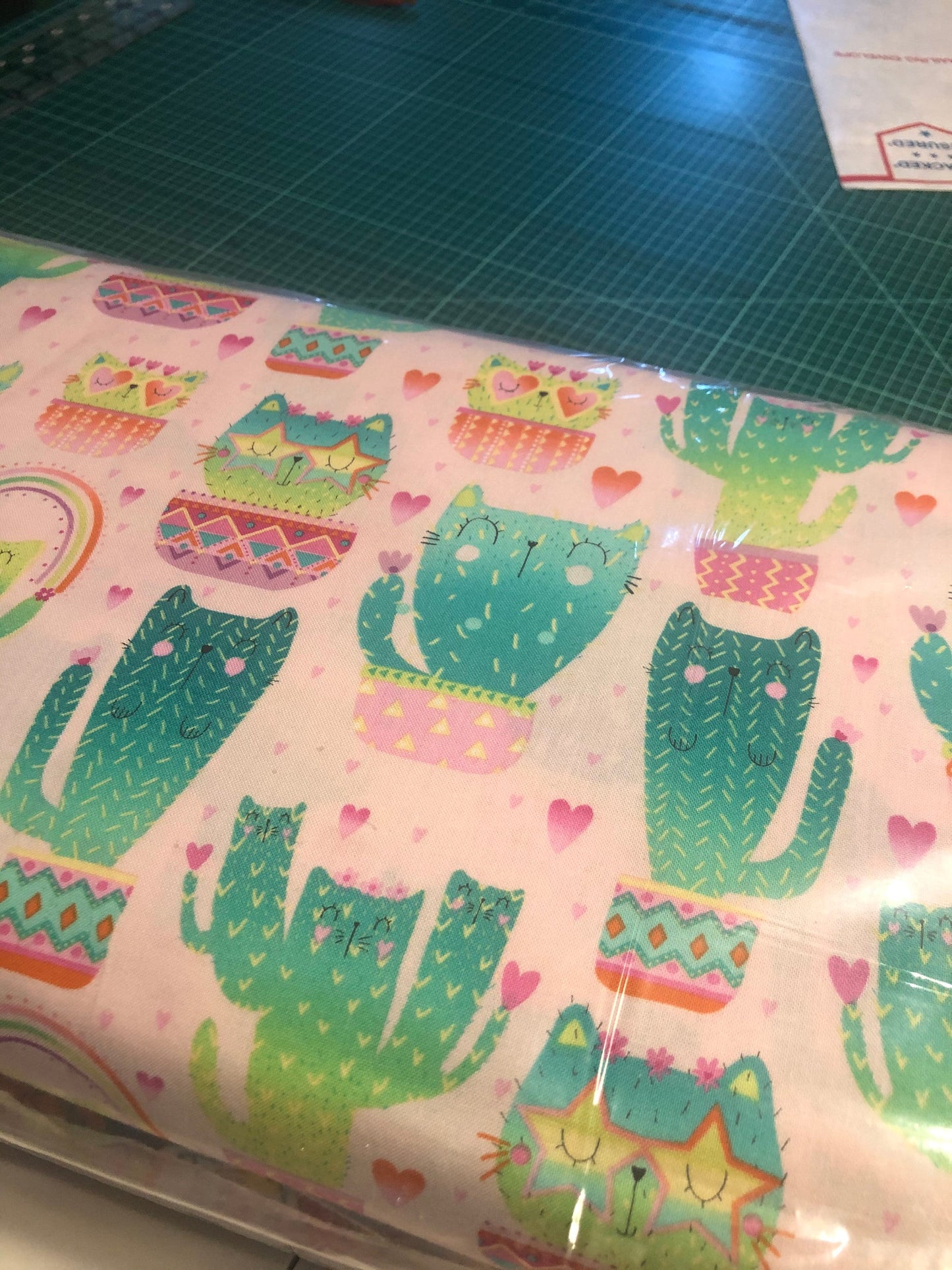 Timeless Treasures Fabric Pink Quirky Cat Cacti, Kitty Cactus from Timeless Treasures Fabric, Cactus Fabric, Cat Cotton Fabric, quilting fabric