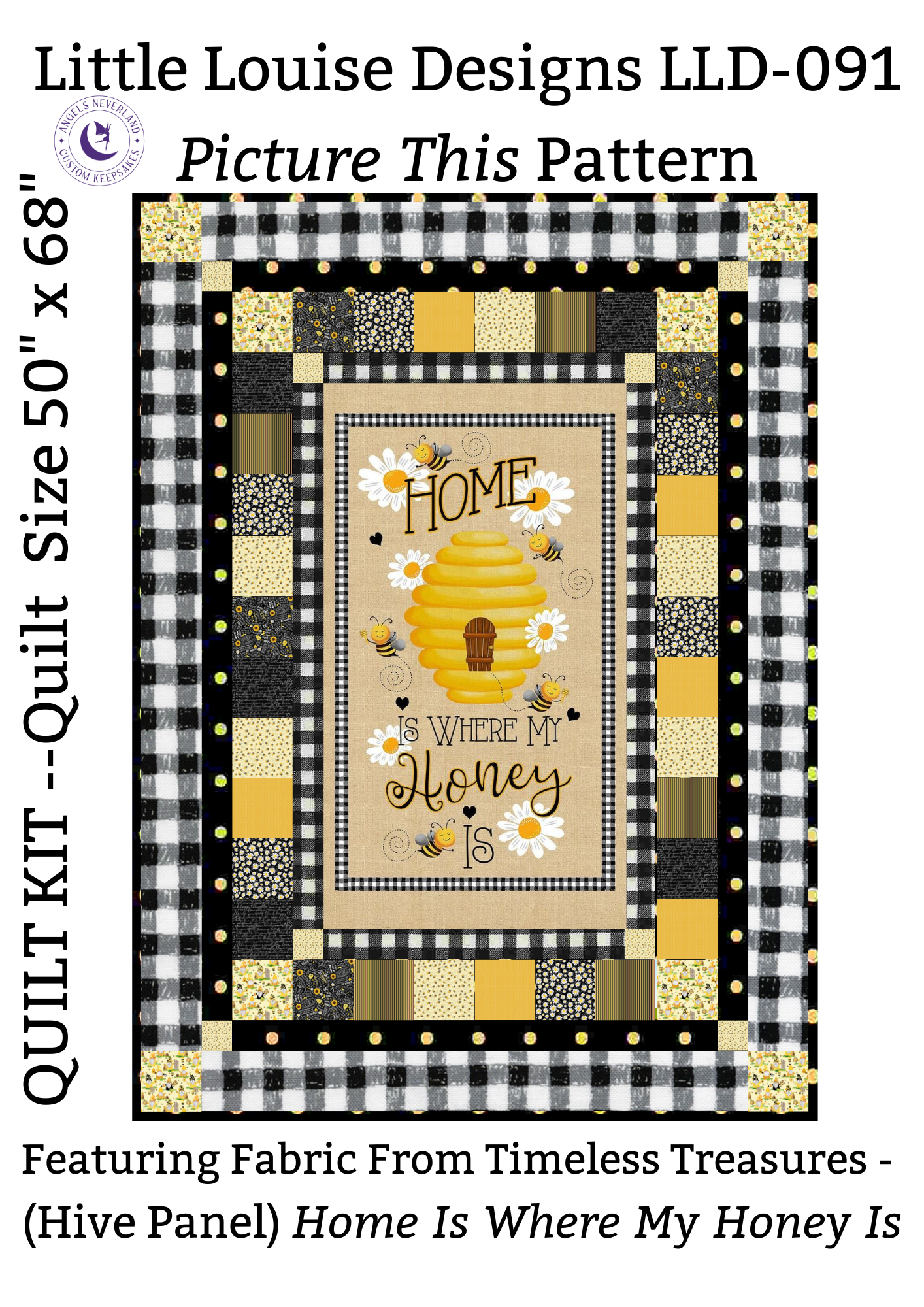 Timeless Treasures Quilt Kit Beginner Bee Hive Quilt Kit Timeless Treasures Home Is Where My Honey Is DIY Panel Quilt